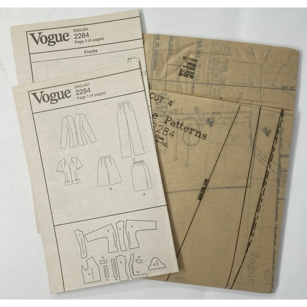 Vogue Wardrobe Pattern 2284 Misses Career Work Separates 5 pc Sz 6-10 Uncut '99